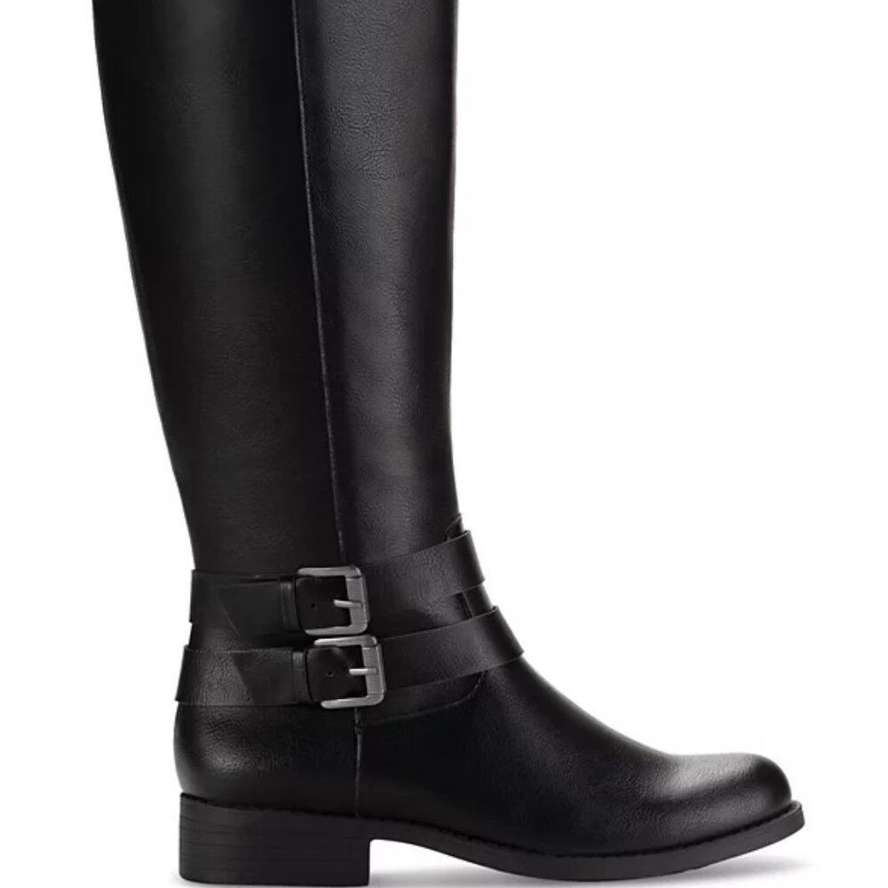 Women's Maliaa Buckled Riding Boots Size 5.5M, Black NEW